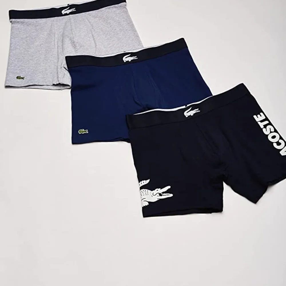 Lacoste  Crocodile Waist Long Stretch Cotton Boxer Brief 3-Pack